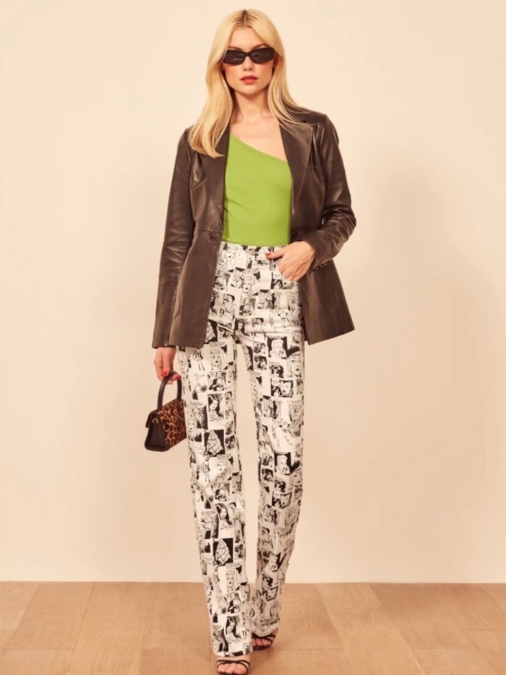 Reformation High Rise Straight Leg Newsprint Jean, Size 28